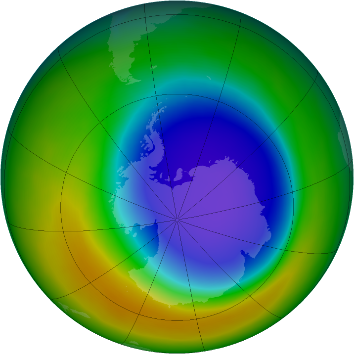Antarctic ozone map for October 2014